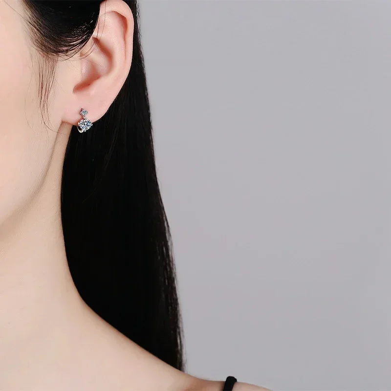 Pendientes de aro NeeTim Full Moissanite de plata de ley 925 chapados en oro de 18K, regalo de joyería de lujo para boda, pasa el probador de diamantes