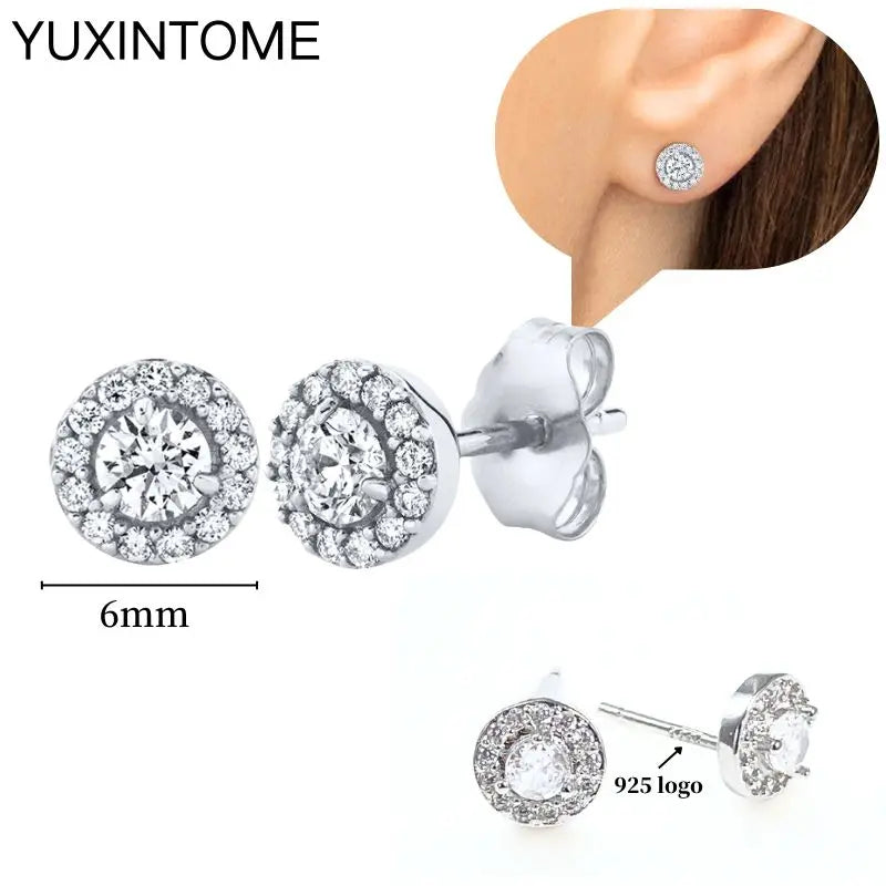 925 Sterling Silber Ohrnadel Mode Creolen Weiße Kristall Luxus Damen Silberohrringe Hochzeit Damenschmuck Geschenk