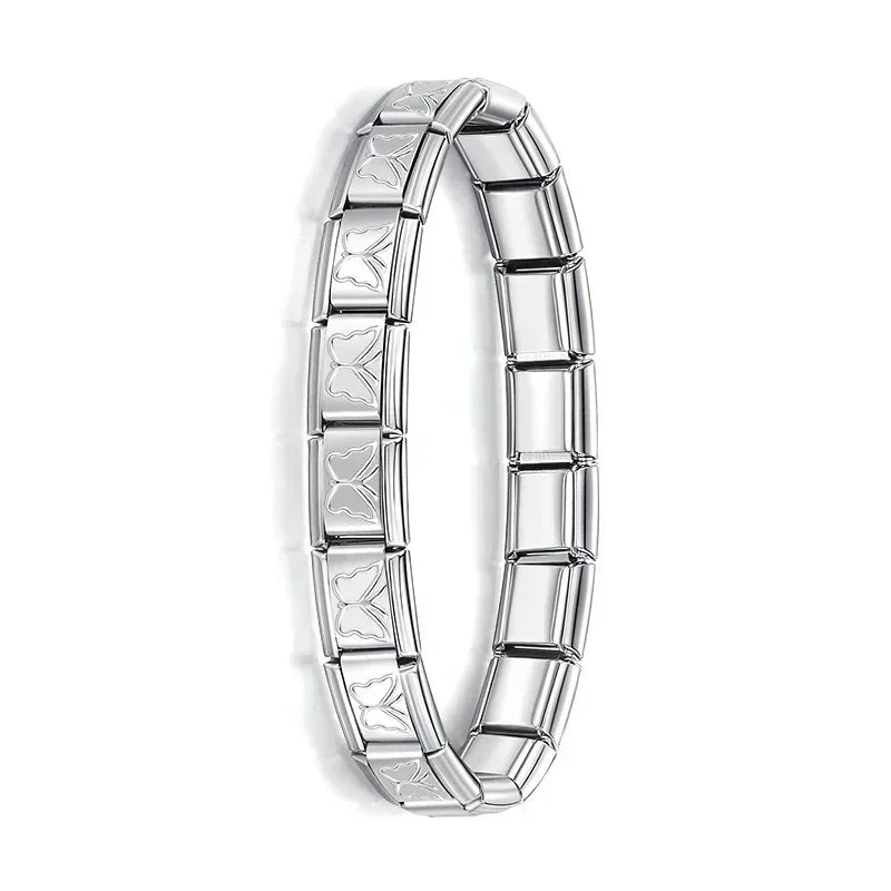 Hapiship Neue Damen Schmuck 9mm Breite Italienisches Elastisches Charm Armband Mode Edelstahl Armreif ST-