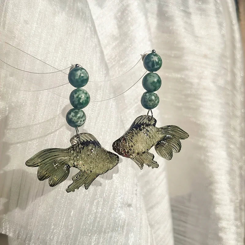 Kreativer Goldfisch Ohrring Einzigartiger transparenter Goldfisch Anhänger Ohrring Süße Koi-Fisch Ohrhänger Personalisierter Schmuck Großhandel