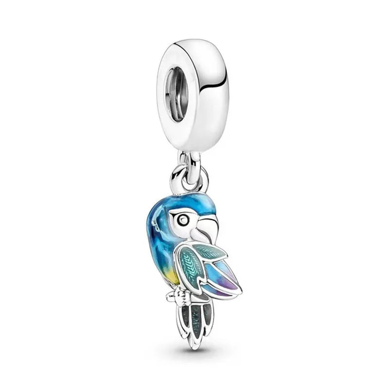 Europäische Sommer Blaue Serie Schildkrötenblumen-Anhänger Passend für S925 Europäisches 925 Sterling Silber Armband Armreifen Halskette