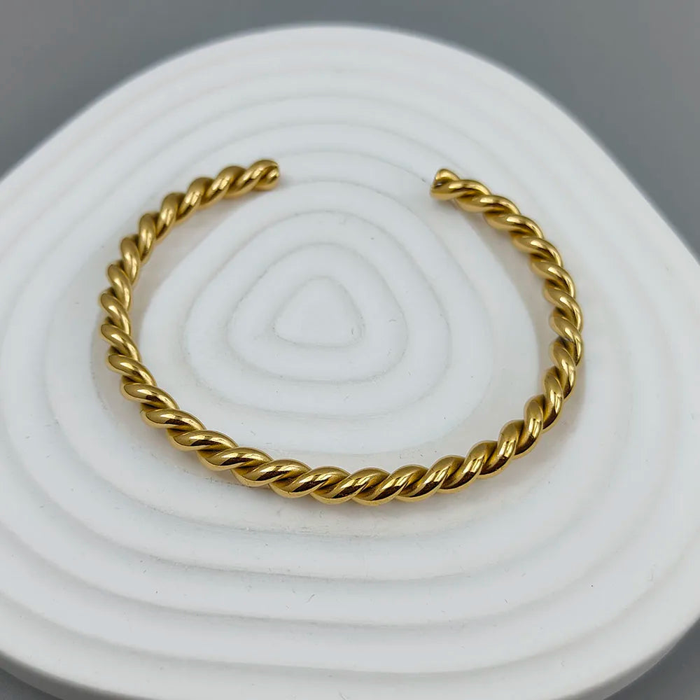 Doppellagiges, drahtgewickeltes Armband aus vergoldetem 18K Edelstahl, hochwertiger wasserdichter Silberschmuck, Geschenk für Paare