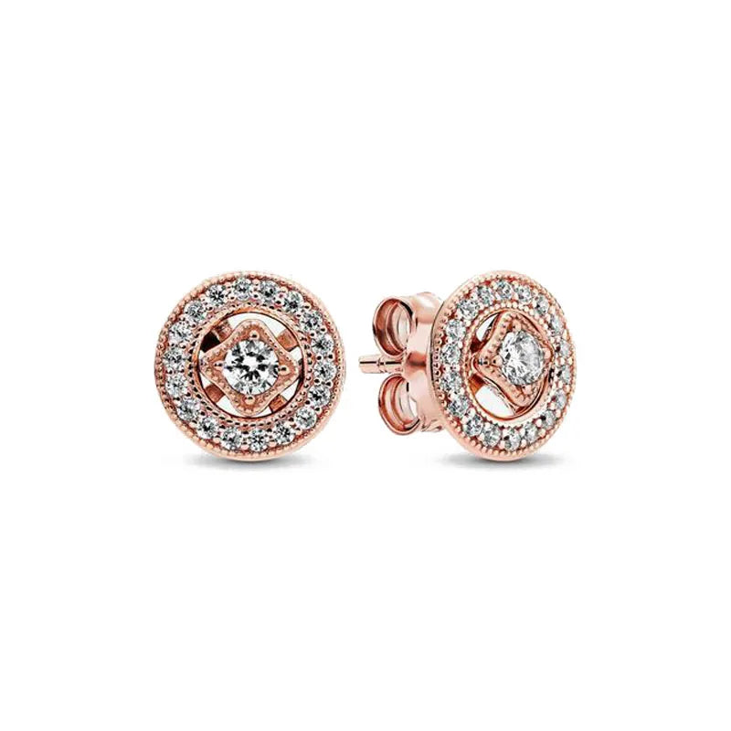Roségoldfarbene 925er Sterling Silber Blumenohrstecker, Passend für Frauen Festival Weihnachtsgeschenke Charm Schmuck