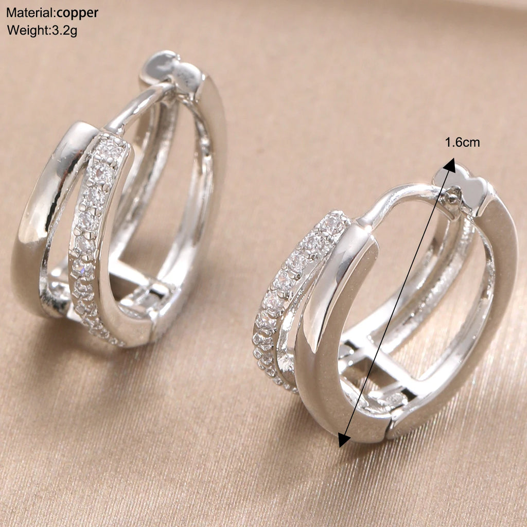 Fashion Gold Color Zircon Hoop Earrings for Women Boho Retro Geometric Statement Copper Metal Earrings Trendy Jewelry Gifts 2024
