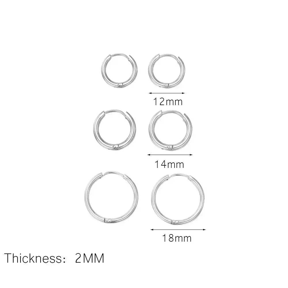 3 Paar Edelstahl Massiv Rundringe Huggies Ohrringe Set für Damen Herren Stapelbar 14K Vergoldete Winzige Ohrknorpel-Creolen