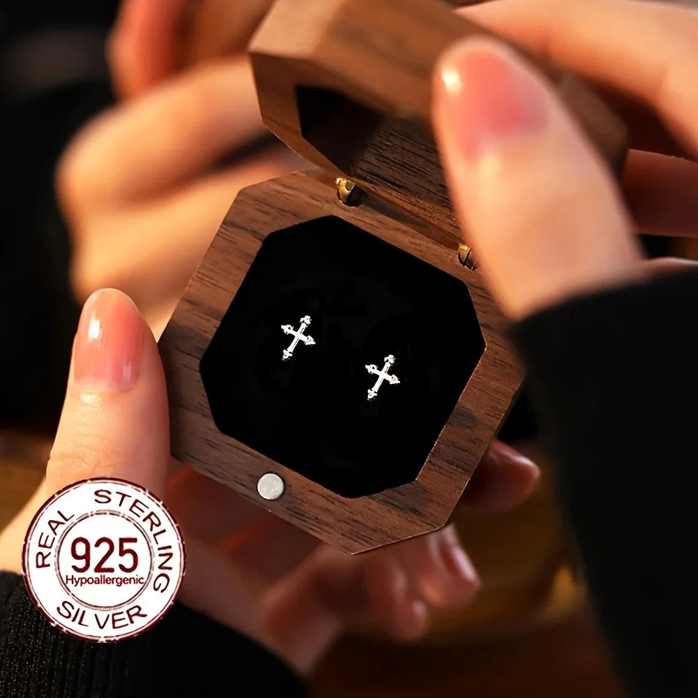 Neue S925 Sterling Silber Kreuz Ohrringe Modisches minimalistisches Design Hypoallergen für den täglichen Gebrauch Urlaub Valentinstag
