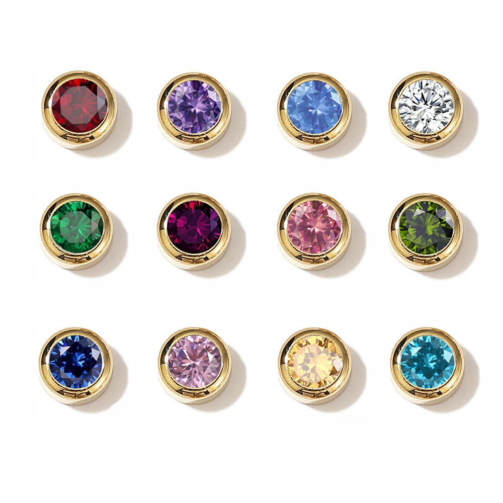 SUNIBI Charm de acero inoxidable Collar de cristal Colgante de piedras de nacimiento Charms para hacer joyas Pendientes de mujer Accesorios DIY