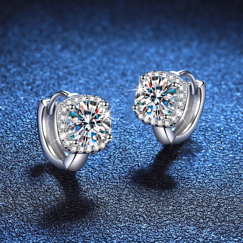 NeeTim 1ct Moissanite Ohrringe für Damen S925 Sterlingsilber mit 18 Karat vergoldeten Creolen Hochzeitsschmuck mit Zertifikat