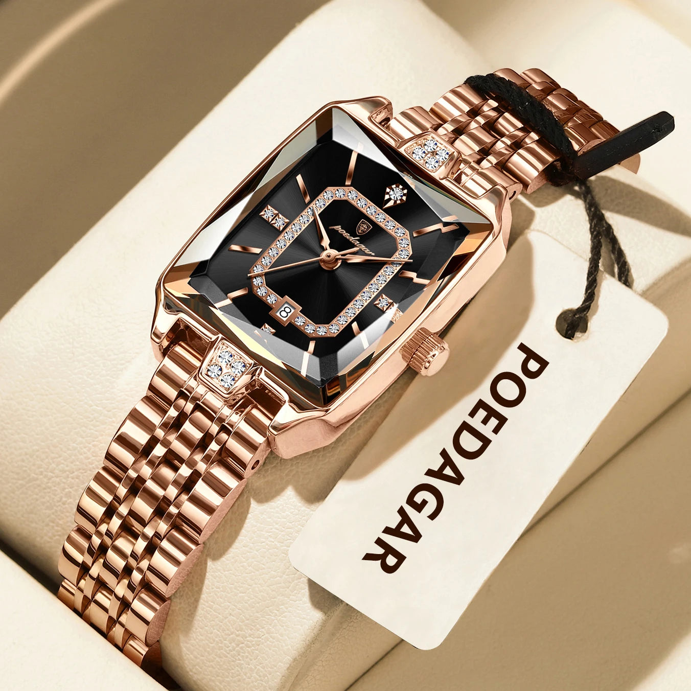 POEDAGAR Marca de Lujo Reloj de Pulsera para Mujer Impermeable Acero Inoxidable Fecha Reloj de Mujer Informal Moda Cuarzo Relojes de Mujer Reloj