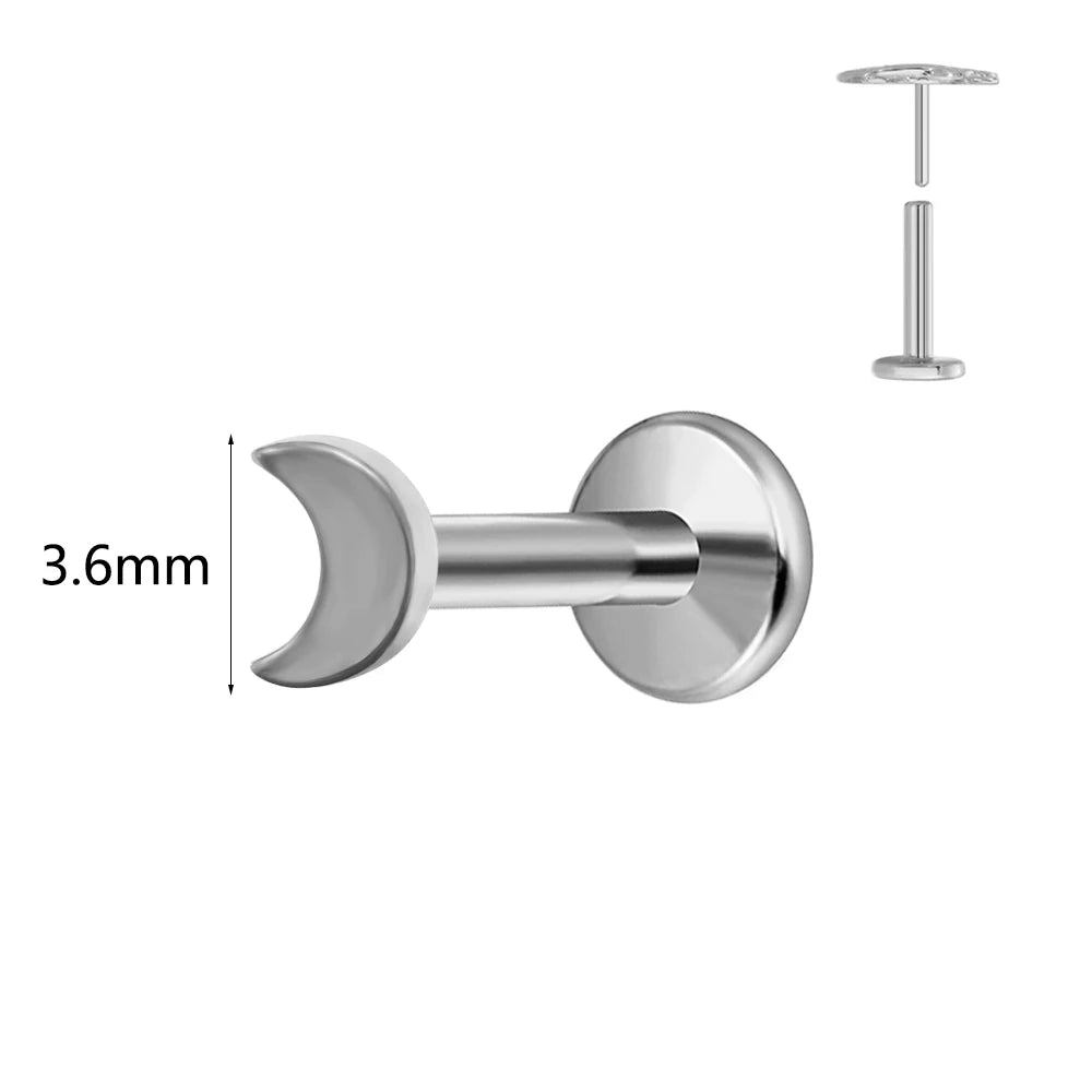 Winziger Wassertropfen Labret Piercing G23 Titan Opal Mond Push-In Zweig Ohrring Stecker Anhänger Gewindeloser Knorpelkörperschmuck