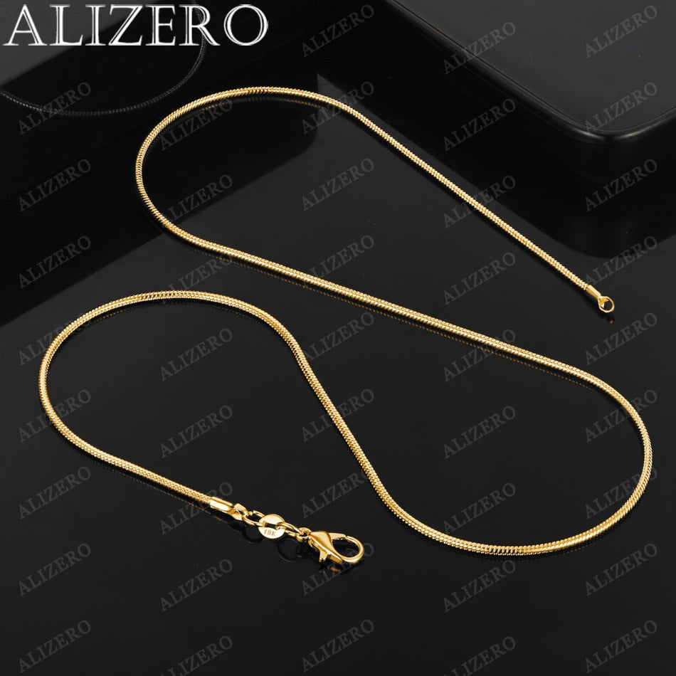 ALIZERO Collares de Cadena de Serpiente de Oro de 18K y 2mm 16/18/20/22/24/26/28/30 Pulgadas Joyería Fina de Moda para Mujer y Hombre Regalos