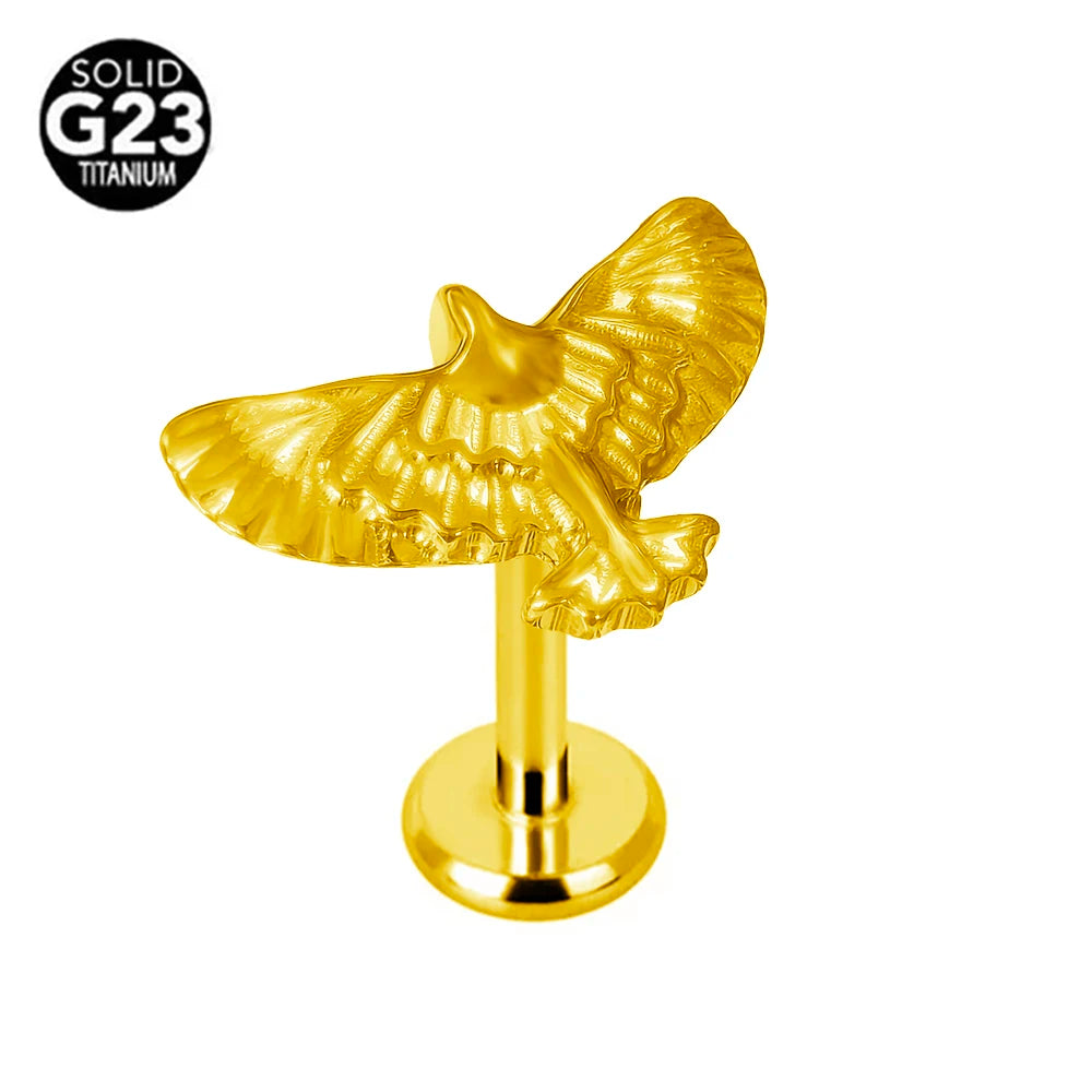 Piercing Labret G23 Titanio Serpiente Abeja Pluma 16G Rosca Interna Pendiente Cartílago Hélice Joyería Corporal