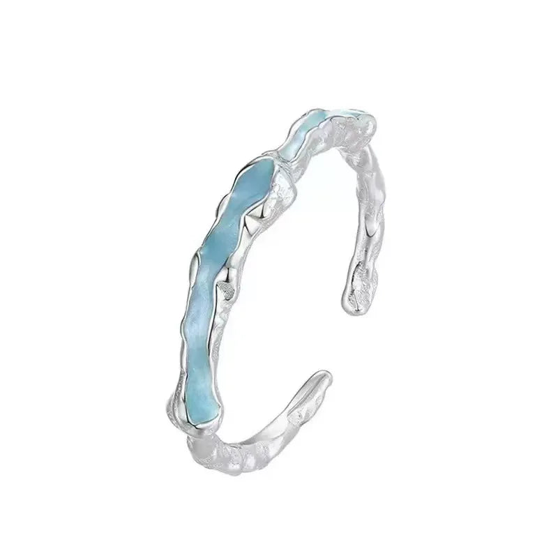 925er Sterling Silber Luxus-Qualität Schmuck Unregelmäßiger Tropfenkleber Verstellbare Ringe Für Frauen Accessoires Schmuck Argent 925