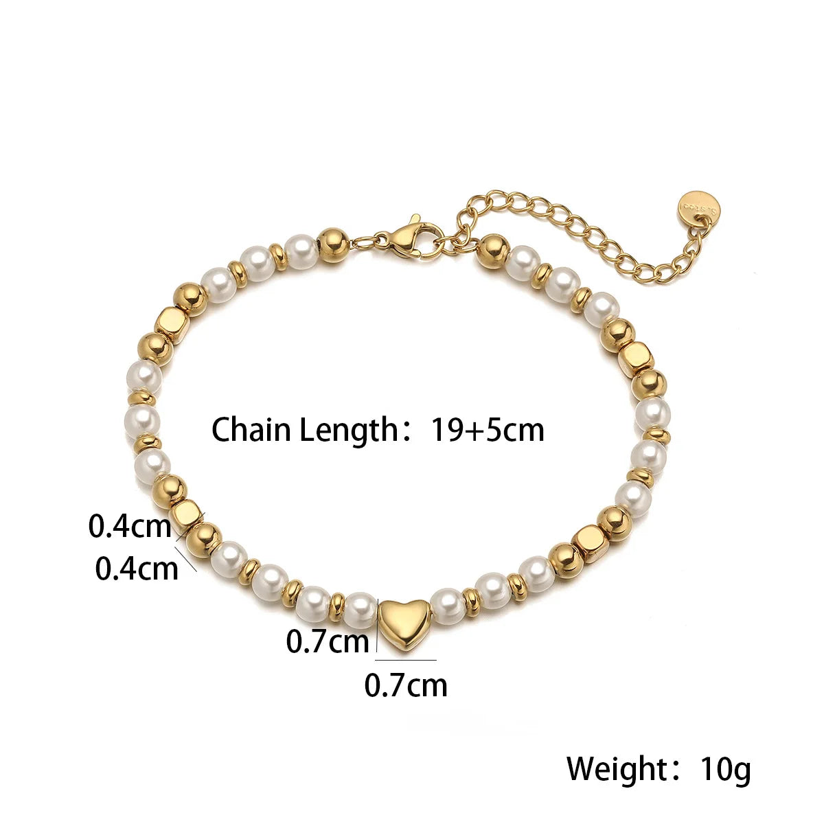 NEWBUY 2025 Trendiges Goldfarbenes, Nicht Verblassendes Armband aus Edelstahlperlen mit Herz für Damen, Täglicher Schmuckaccessoire