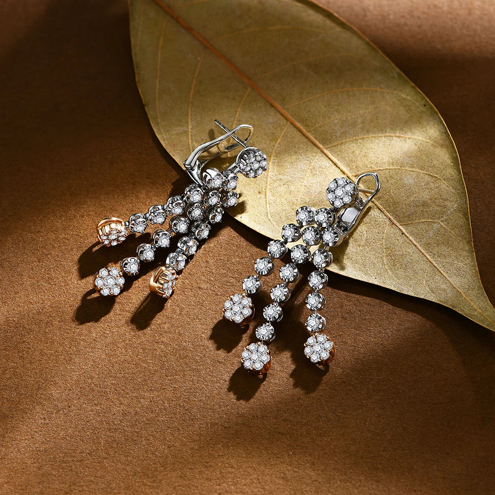 MINTYBOX Pendientes Colgantes de Plata de Ley 925 con Diamantes Moissanita de 2.59ct para Mujer, Chapados en Oro de 18k, Joyería Fina de Lujo para Boda