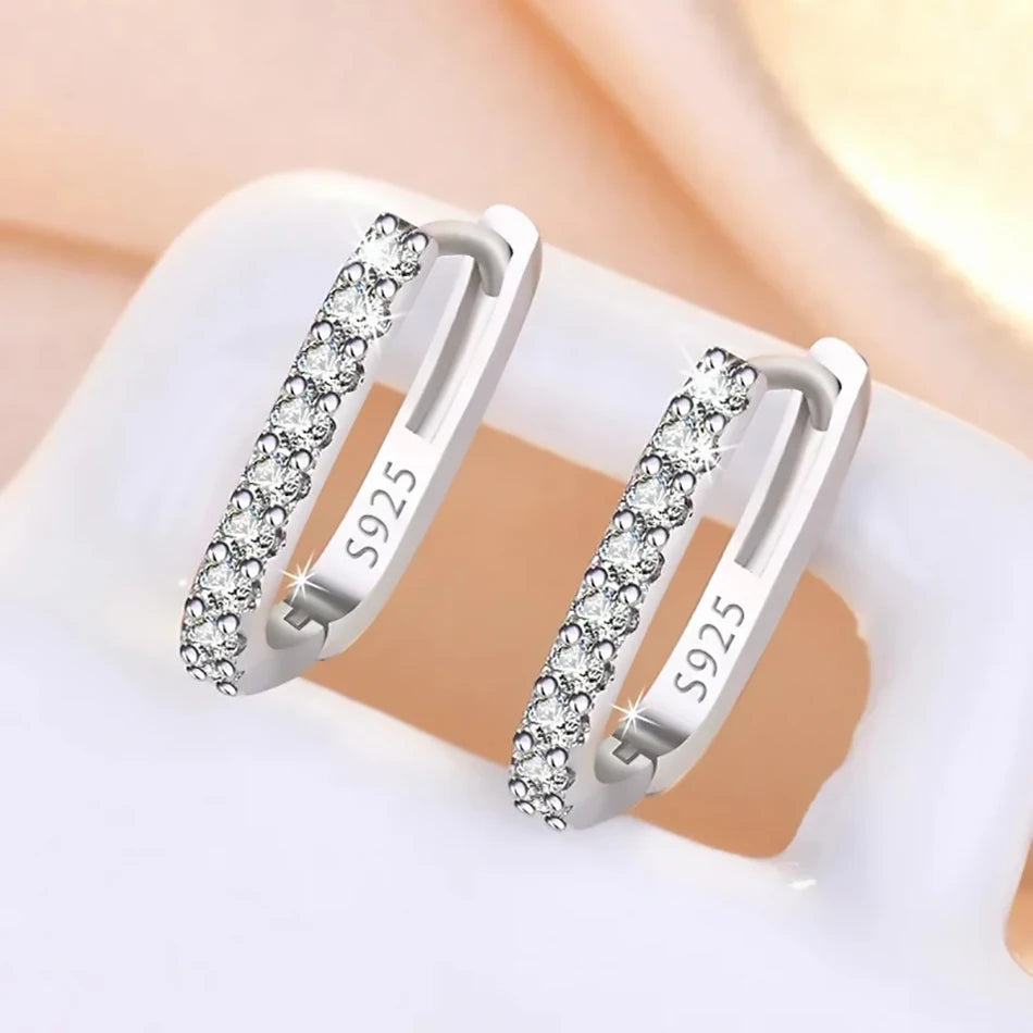 Hochwertige 925er Sterling Silber Kristall Mode Kreis Ohrringe für Frauen Hochzeitsfeier Geschenk Straße Vielseitiger Schmuck