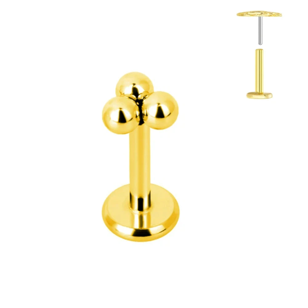 ASTM F136 G23 Titan Labret Piercing Seestern Ohrstecker Biene Blatt Push-In CZ Gewindeloser Knorpel 16/18/20G Körperschmuck