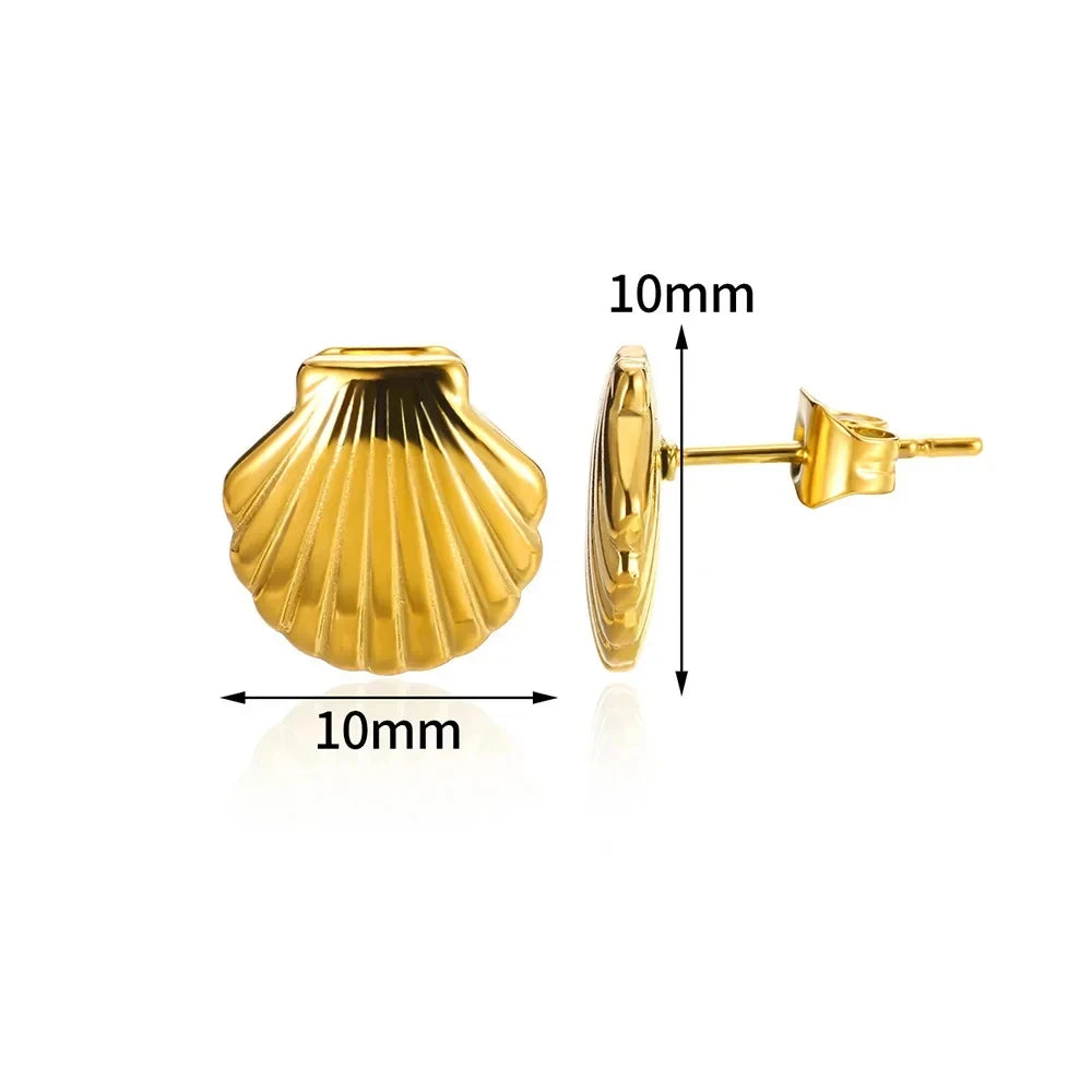 Edelstahl Muschelstecker Ohrring für Damen Goldfarbe Vintage Muschel Piercing Ohrring 2024 Trend Großhandel Ozean Schmuck Geschenk