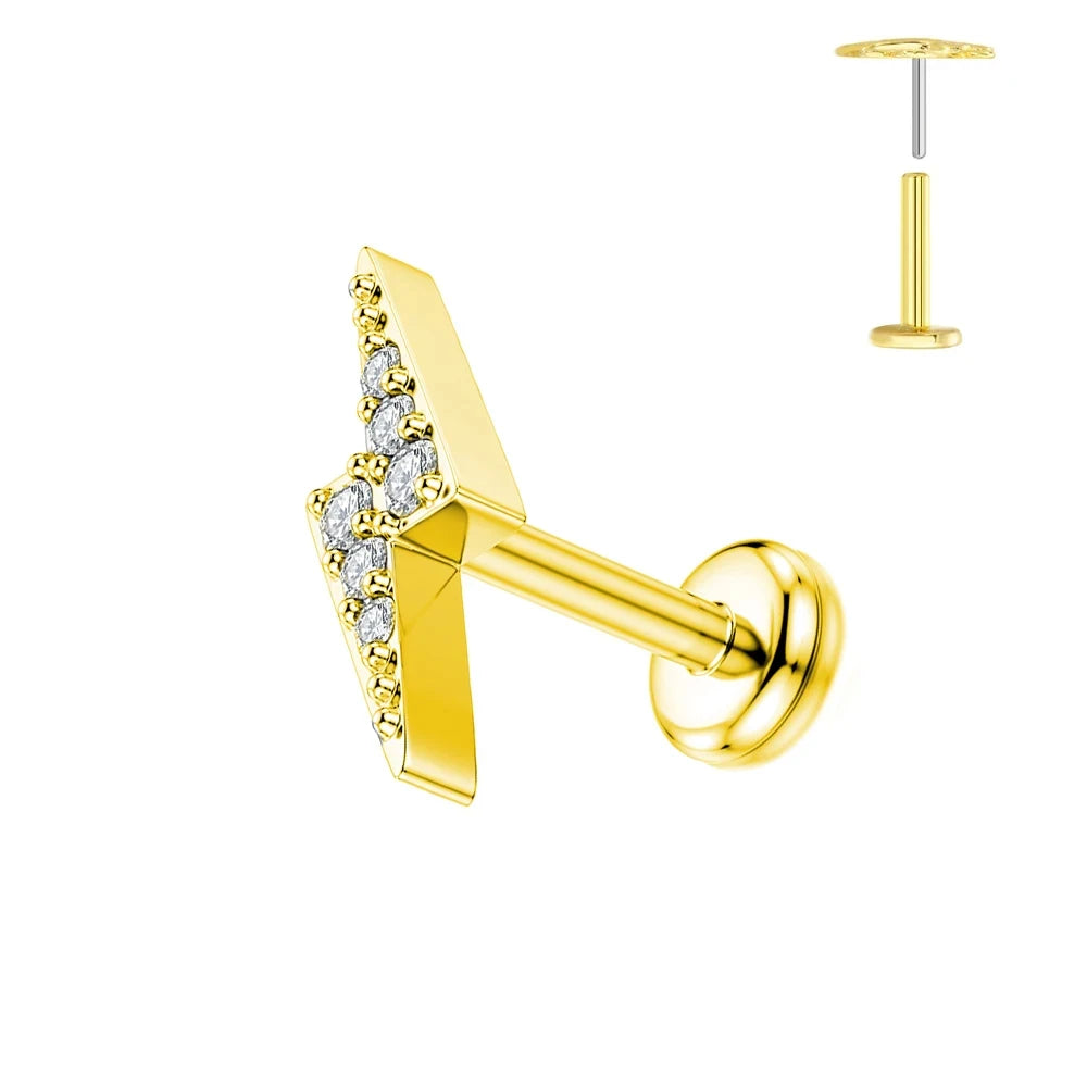 G23 Flores de titanio Labret de empuje 16G 18G 20G Piercing de mariposa para labios sin rosca con forma de gota de agua, arete para tragus, joyería corporal