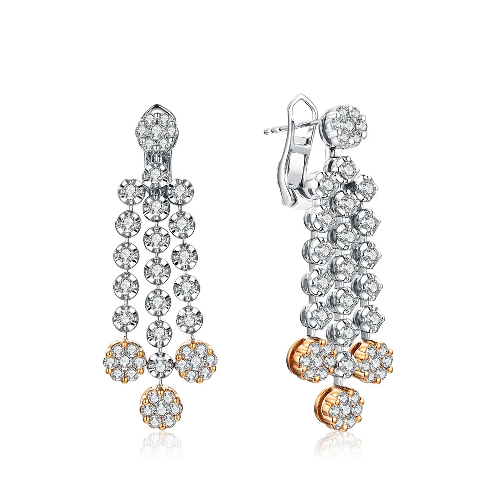 MINTYBOX Pendientes Colgantes de Plata de Ley 925 con Diamantes Moissanita de 2.59ct para Mujer, Chapados en Oro de 18k, Joyería Fina de Lujo para Boda