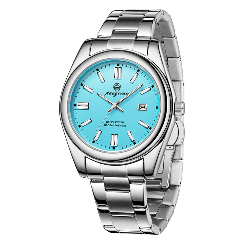 PAAZOMU Reloj de cuarzo clásico casual para hombre, impermeable, esfera luminosa, reloj de pulsera de negocios y vestir, correa cómoda, pantalla analógica, regalo