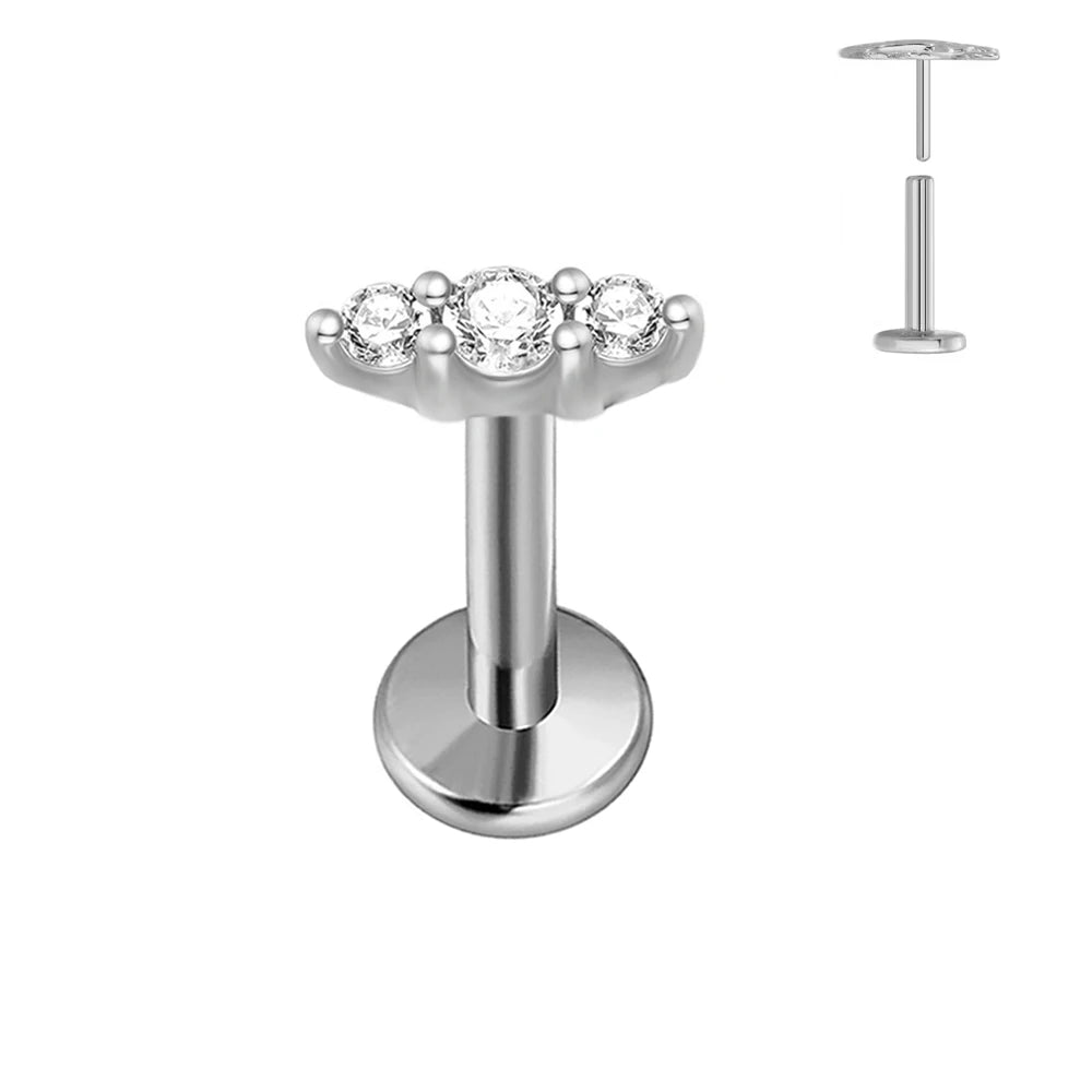 ASTM F136 G23 Titan Herzförmiger Ohrstecker 16G 18G 20G Threadless Piercing Butterfly Push-in Lippenstecker Daith Labret Conch