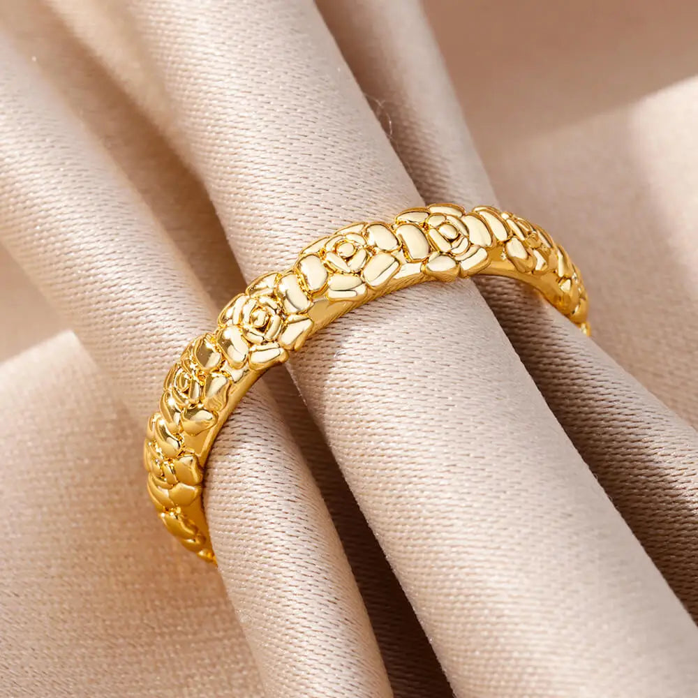 Edelstahl Rose Blumenringe für Damen Vintage Paar Ring Gothic Punk Creolen Unregelmäßiger Geometrischer Ring Schmuck Accessoires