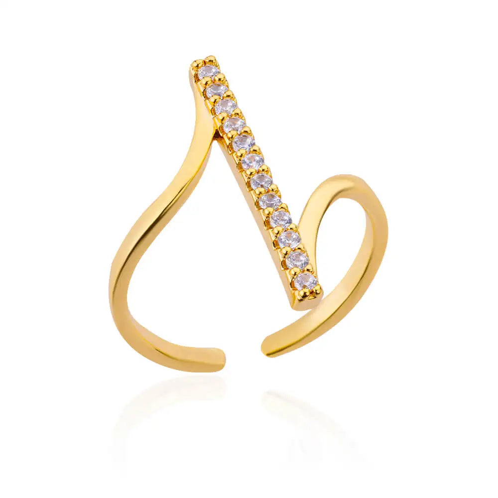 Zirkon Geometrische Ringe für Frauen Goldfarben Edelstahl Öffnungsring Luxus Hochzeitsfeier Ästhetischer Schmuck Geschenk Femme 2024