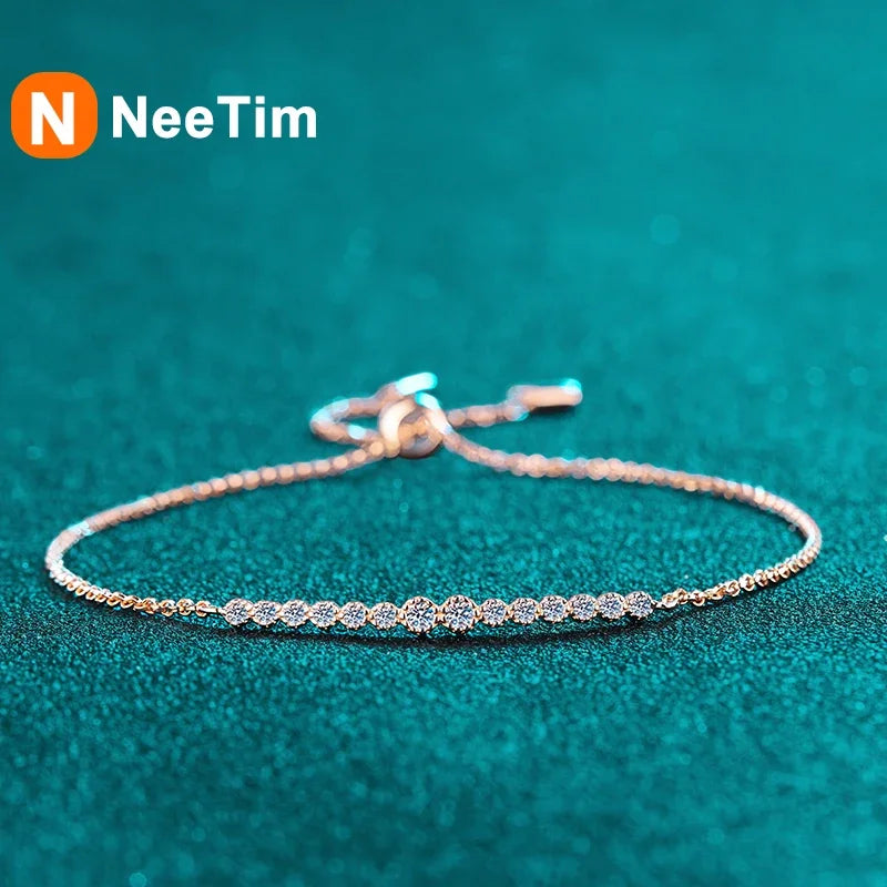 NeeTim Full D VVS1 Moissanit Armbänder für Frauen S925 Sterlingsilber Labor Diamant Armband Hochzeit Geburtstag Party Schmuck Geschenk