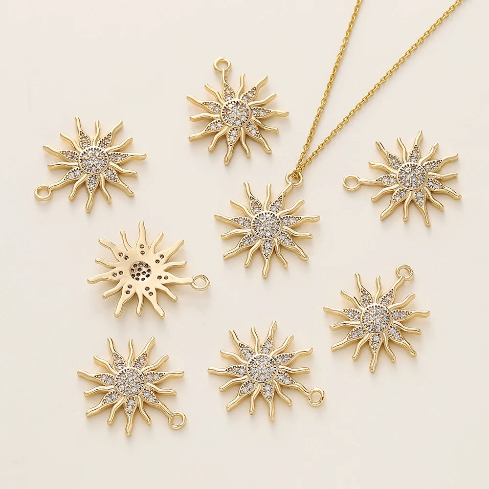 2/4 piezas de colgantes de dijes de hojas variadas chapados en oro de 18 quilates con circonitas para suministros de fabricación de joyas de collar DIY