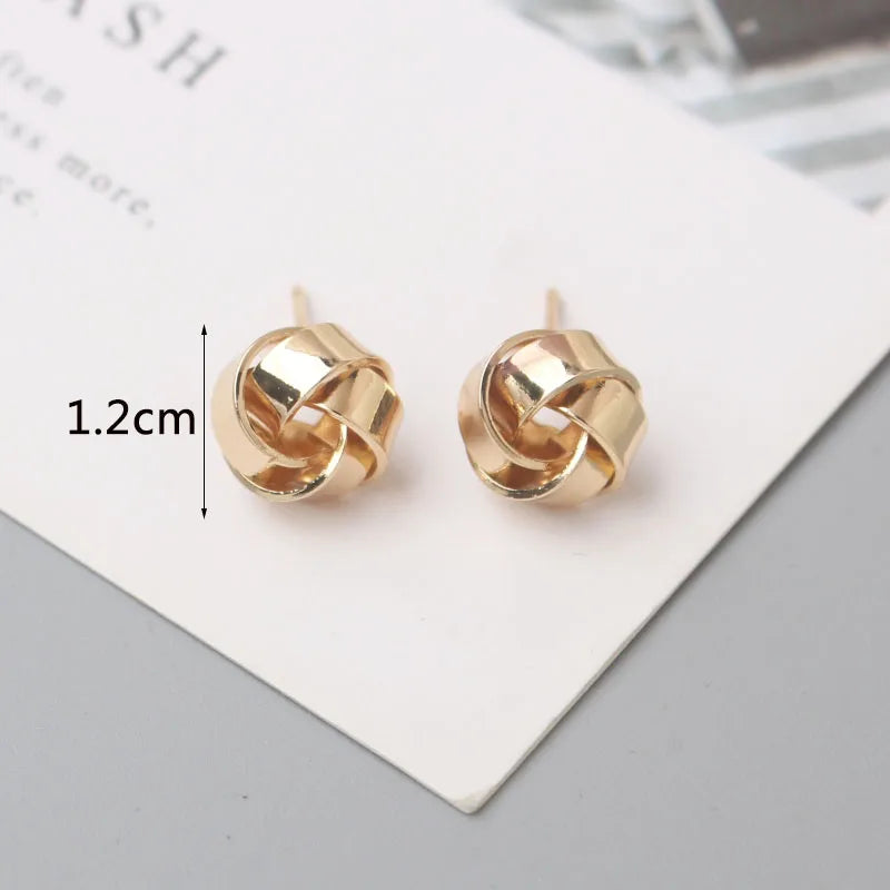 Kleine Metallstecker Ohrringe für Damen, goldfarben, gedreht, rund, kleine ausgefallene Ohrringe, Boucles d'oreilles, Modeschmuck