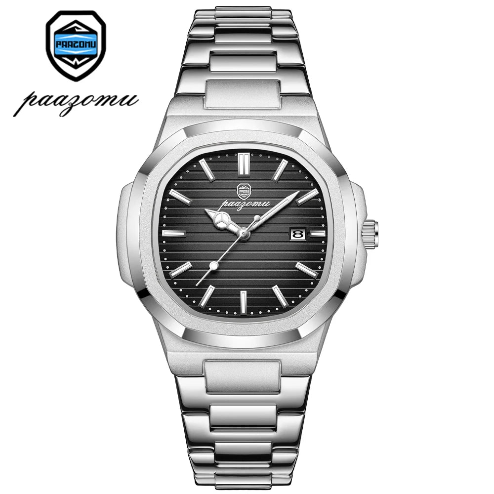 Reloj de Pulsera de Cuarzo de Acero Inoxidable para Hombre, de Negocios, Calendario, Fecha, Informal, Deportivo, Luminoso