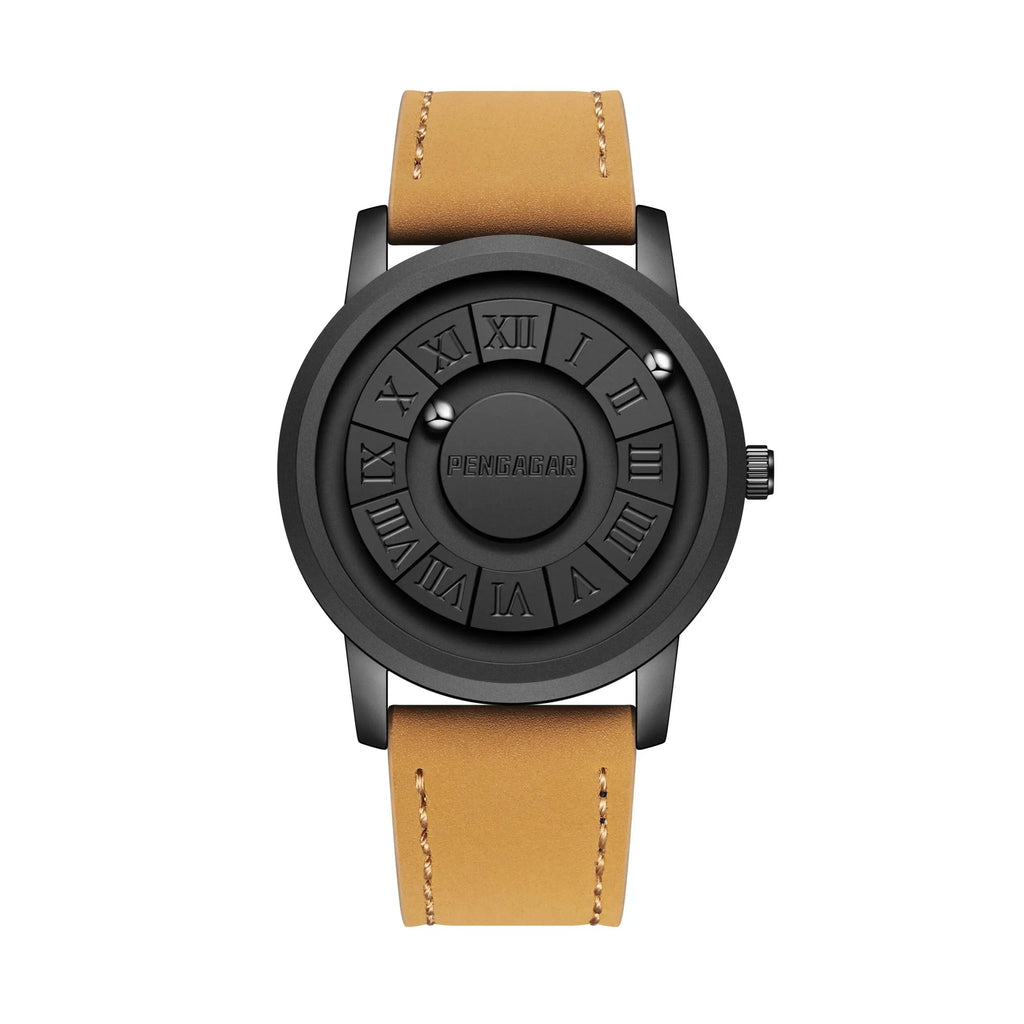 Relojes de hombre PENGAGAR, reloj de cuarzo de acero inoxidable, puntero de desplazamiento creativo, reloj de pulsera con fuerza magnética, Relogio Masculino + caja