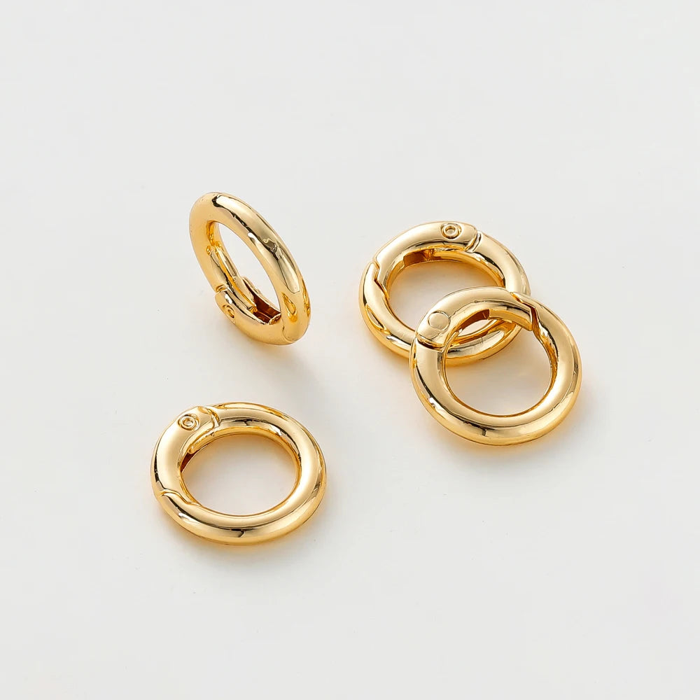 5 unidades de 20 mm 14K 18K Oro chapado O Anillo Mosquetones Redondos Abribles Gancho Llavero Dijes Colgantes Conector para Fabricación de Joyas DIY