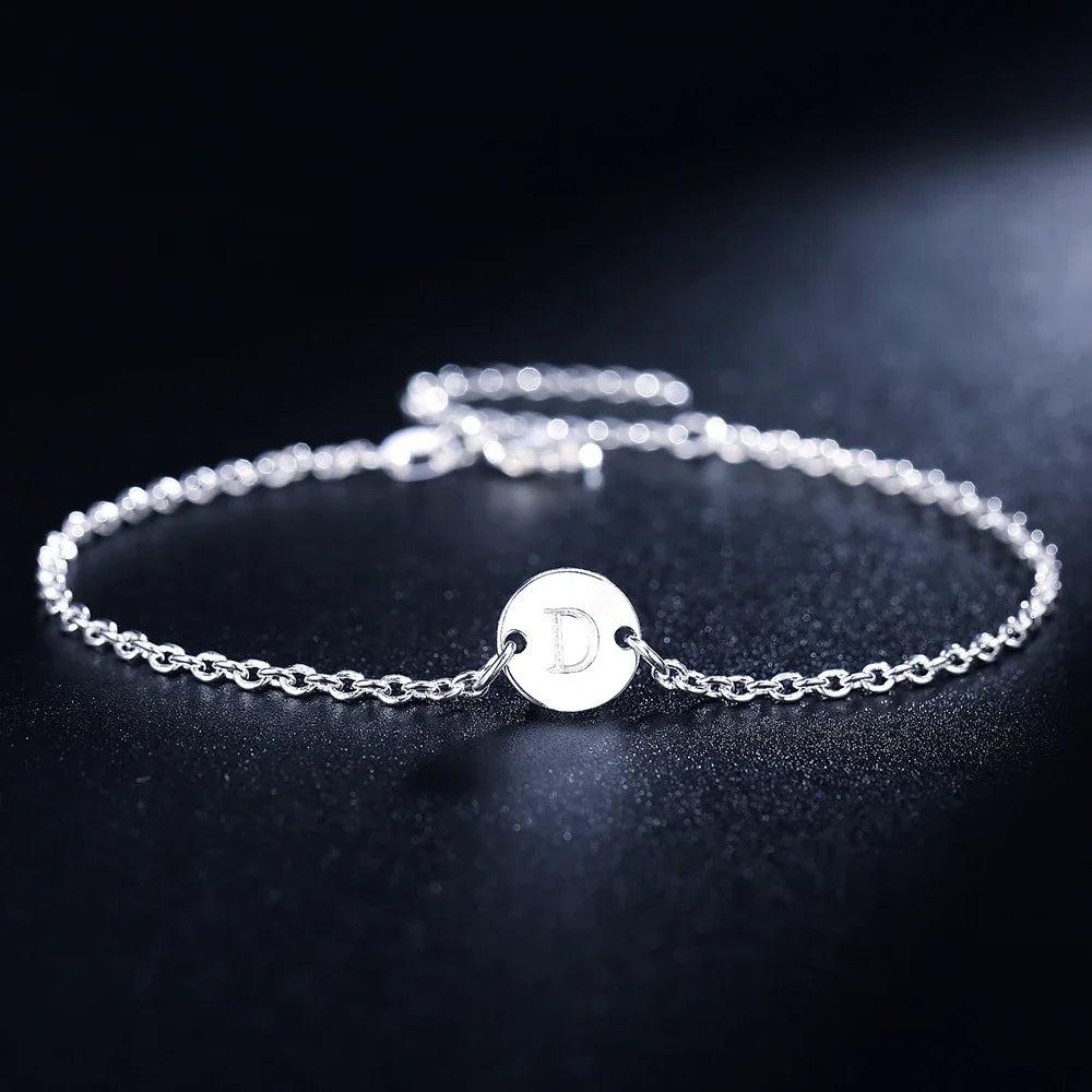 Neuer Trend 925 Sterling Silber 26 Buchstaben Karten Kettenarmbänder für Frauen Mode Hochzeit Party Feiner Schmuck Weihnachtsgeschenke
