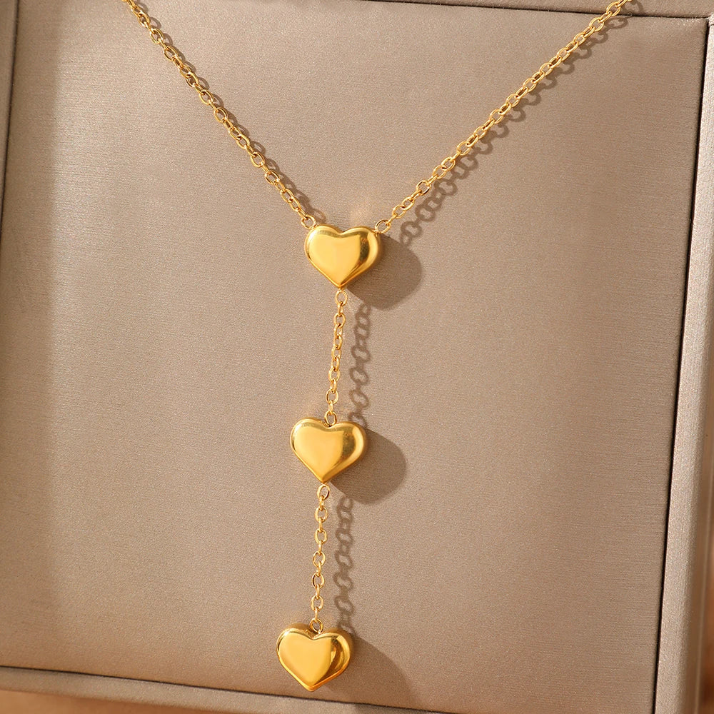Edelstahlketten Klein Frisch Quaste Pfirsichherz-Anhänger Halskette für Frauen Schmuck Valentinstag Jubiläumsgeschenk Neu
