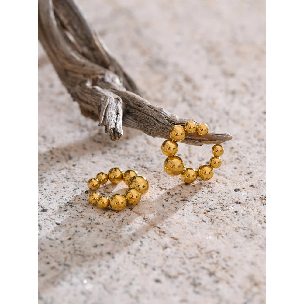Yhpup 316L Stainless Steel Round Beads Ear Bone Earrings 16K PVD Plated Fashion Personalized Ear Clip Accessories 2025