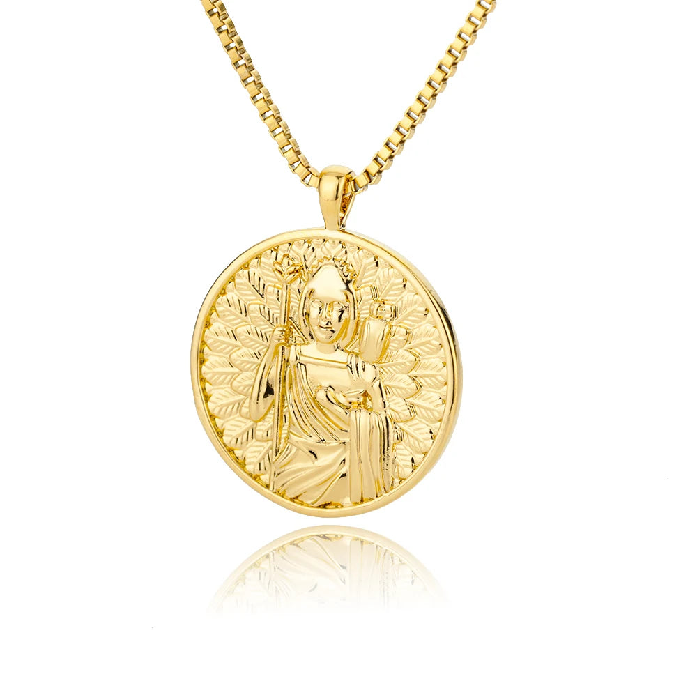 Aesthetic Athena Goddess Coin Necklace For Women Stainless Steel Vintage Charm Choker Necklace Jewelry collier femme