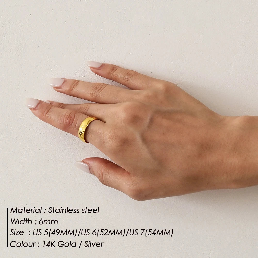 SUNIBI Minimalistische Damenringe aus Edelstahl, dünne klassische Combo Dome Stacking Stahl Eheringe Geschenk Goldfarbe Schmuck