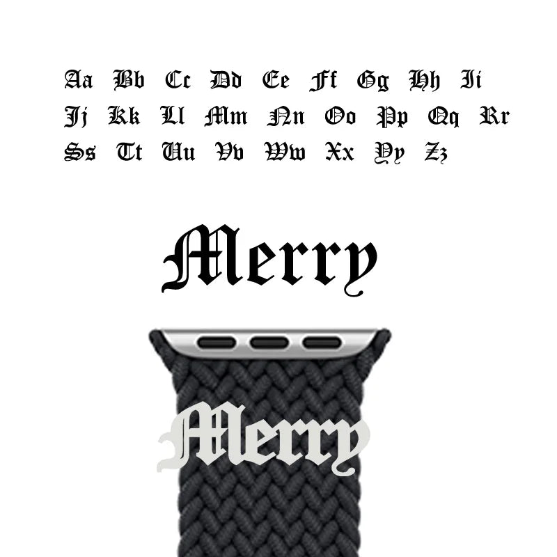 Edelstahl-Uhrenringschlaufe für Apple Watch, individueller Namens-Uhrenanhänger, Band-Charm mit dekorativem personalisiertem Buchstaben-Schmuck