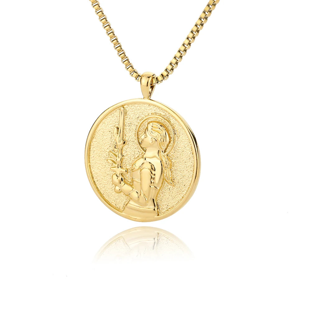 Aesthetic Athena Goddess Coin Necklace For Women Stainless Steel Vintage Charm Choker Necklace Jewelry collier femme