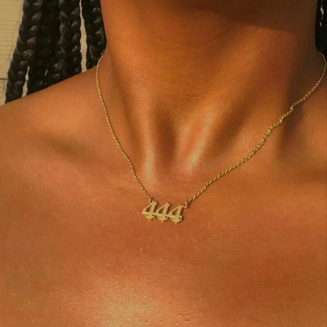 Collar de números angelicales vintage 111 444 555 666 777 888 999 para mujer, cadena de acero inoxidable, gargantilla, joyería estética gótica