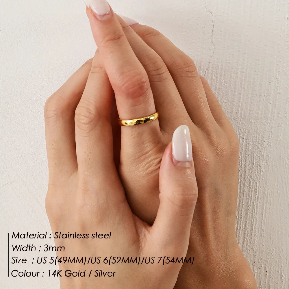 SUNIBI Minimalistische Damenringe aus Edelstahl, dünne klassische Combo Dome Stacking Stahl Eheringe Geschenk Goldfarbe Schmuck