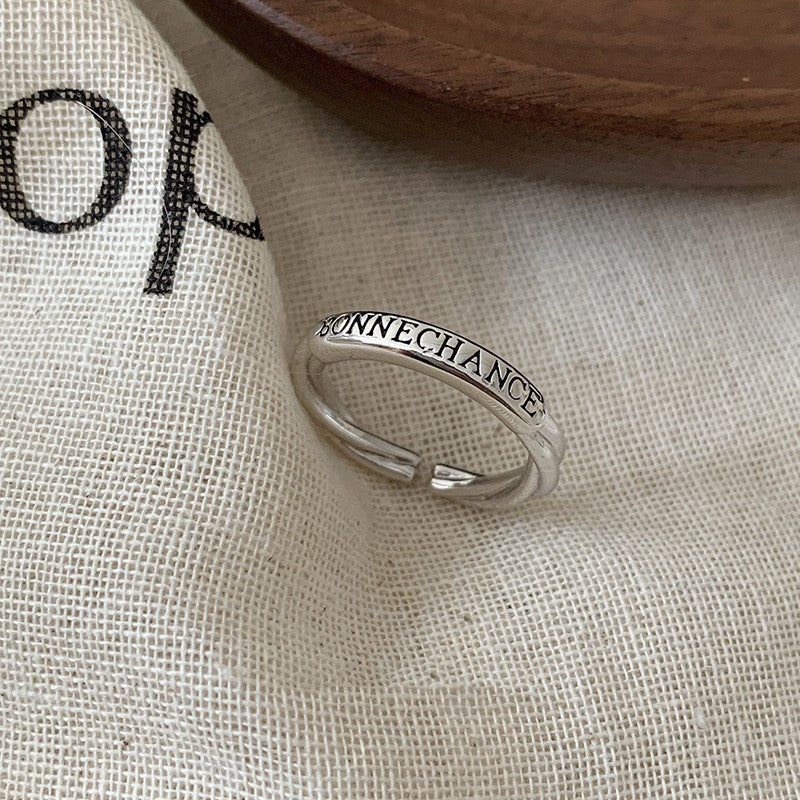 925er Sterlingsilber gedrehte Kette offener Ring für Frauen, verstellbarer, anlaufgeschützter Schmuck im Vintage-Koreanischen Stil
