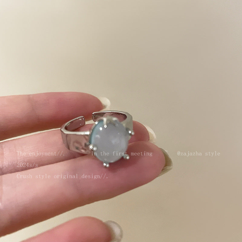 Seestern Perle Verstellbarer Offener Ring für Damen, Nische Hochwertiger Literarisch Retro Eleganter Zeigefingerschmuck