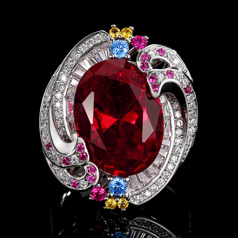 Exquisiter Ring aus Amethyst mit lila Wirbelmuster, Regenbogen-Edelstein-Cocktailring für Damen