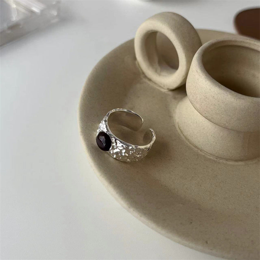 Minimalistische S925 Sterling Silber Damenringe, nicht verblassende, vintage-stilvolle Bänder