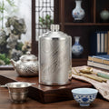 Pure 999 Fine Silver Premium Metallic Kweichow Moutai Flask with Engraved Traditional Labeling - Handicraft