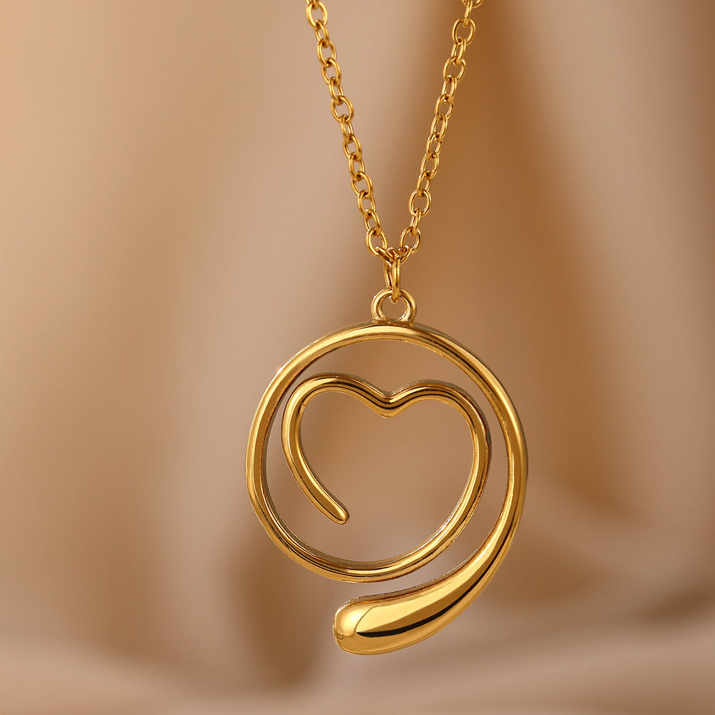 Geometric Heart-Shaped Droplet Minimalist Necklace For Women