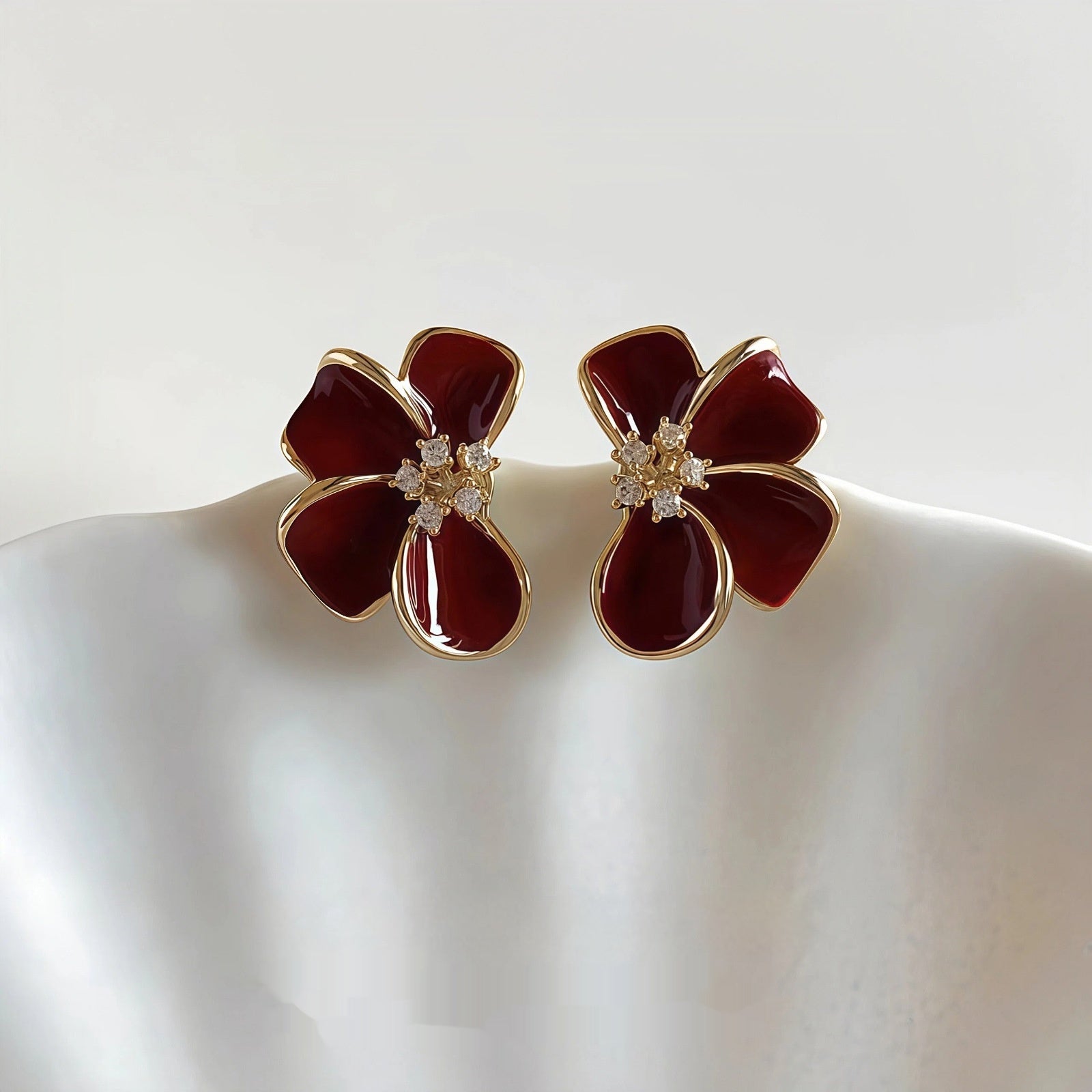 S925 Sterling Silber Nadel Einzigartige Tropfglasur Blumenohrringe Für Frauen